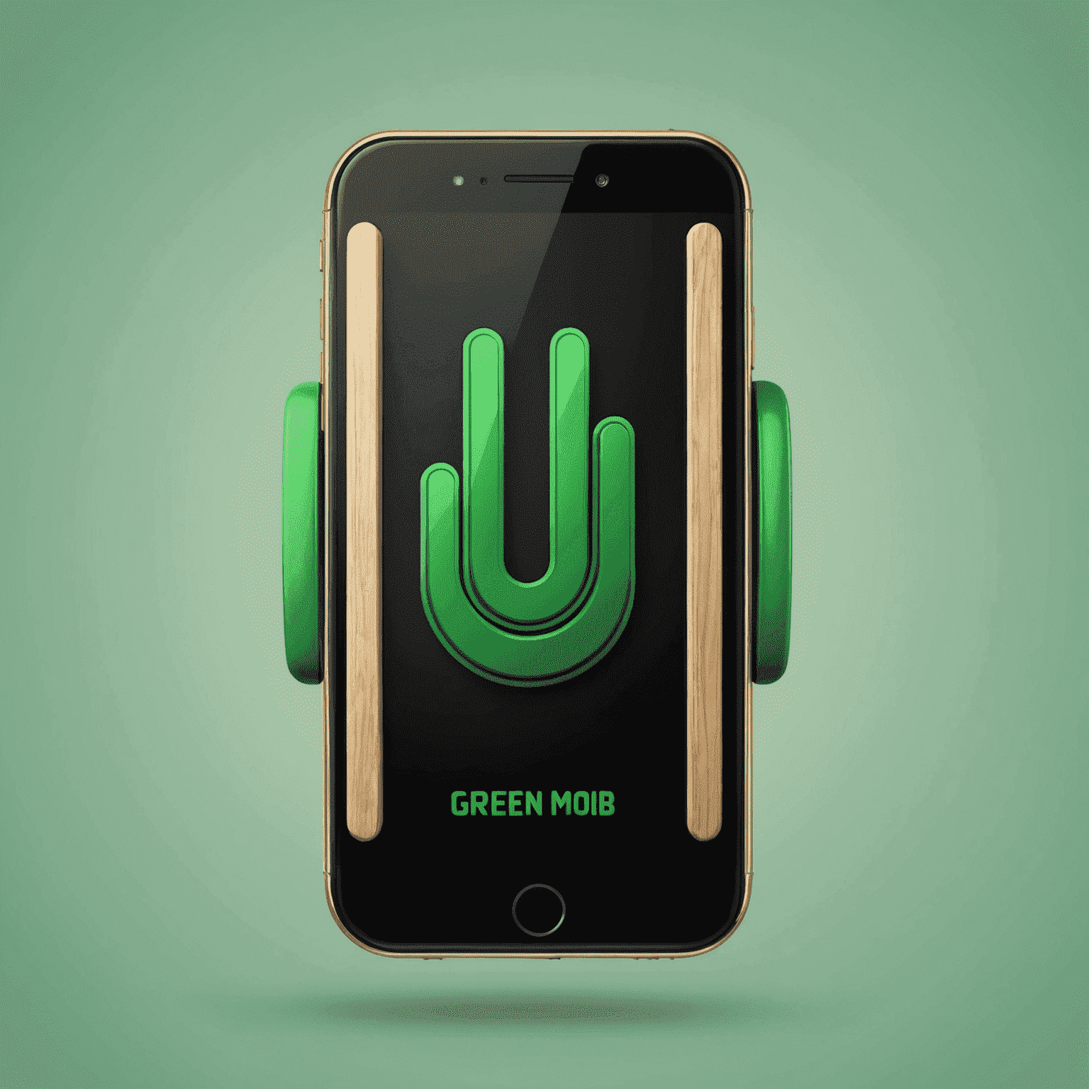 Green Mob logo featuring a stylized green mobile phone with signal bars