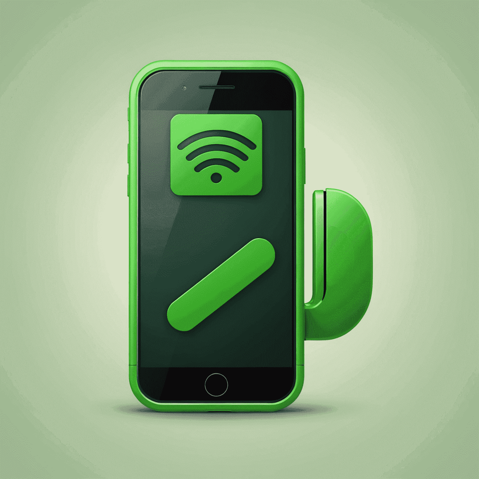 Green Mob logo featuring a stylized green mobile phone with signal bars