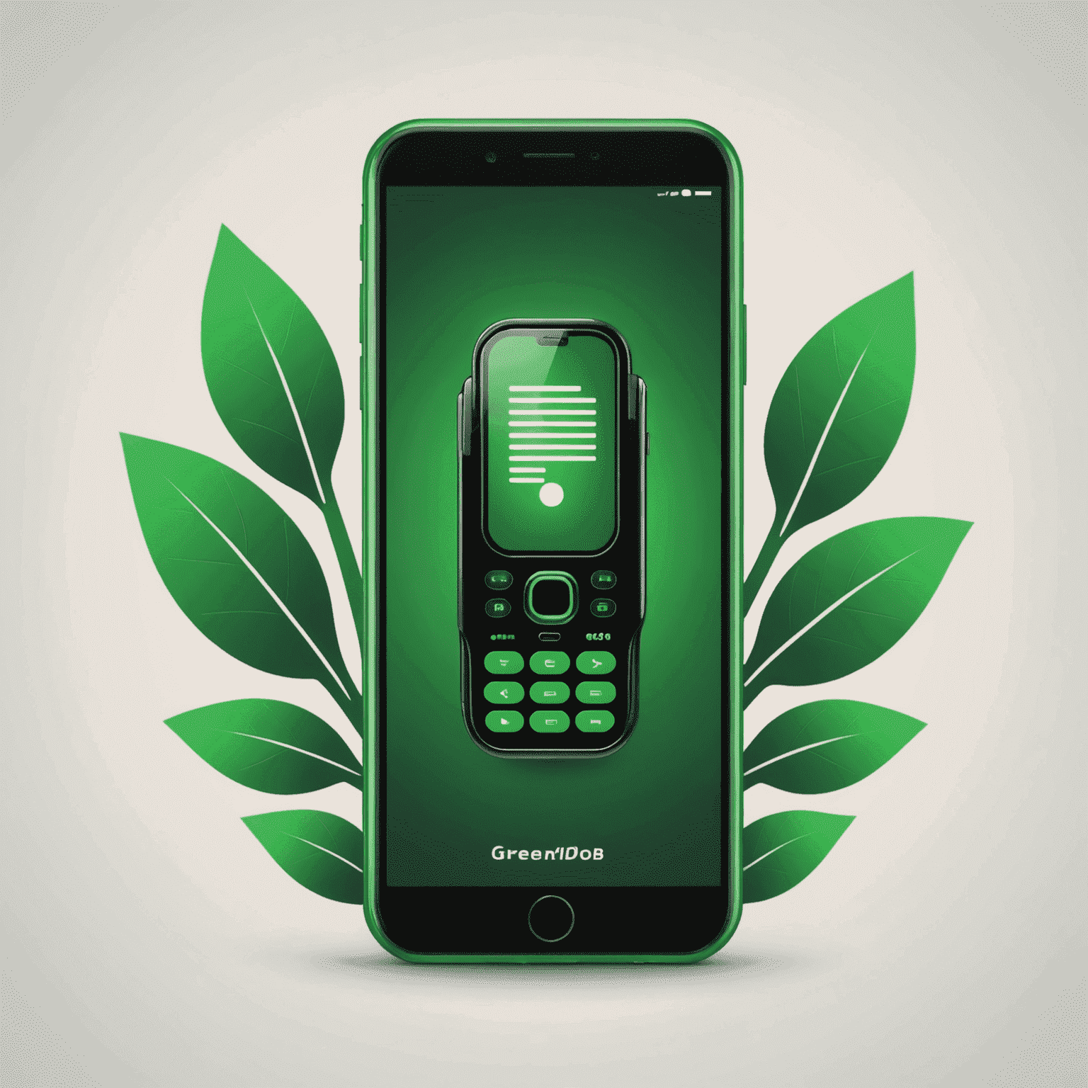 Green Mob logo featuring a stylized green mobile phone with signal bars