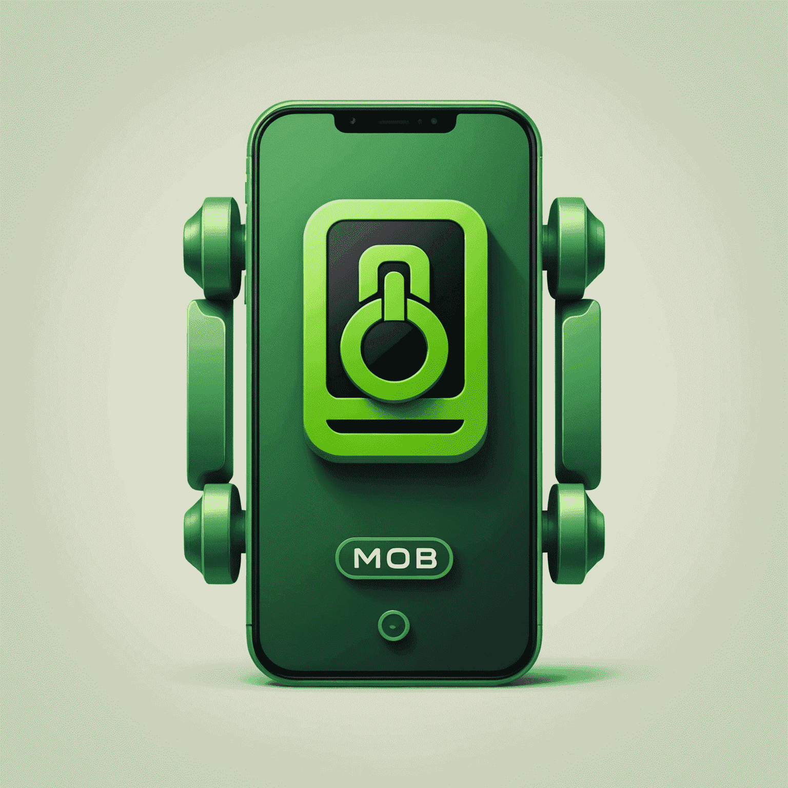 Green Mob logo featuring a stylized green mobile phone with signal bars